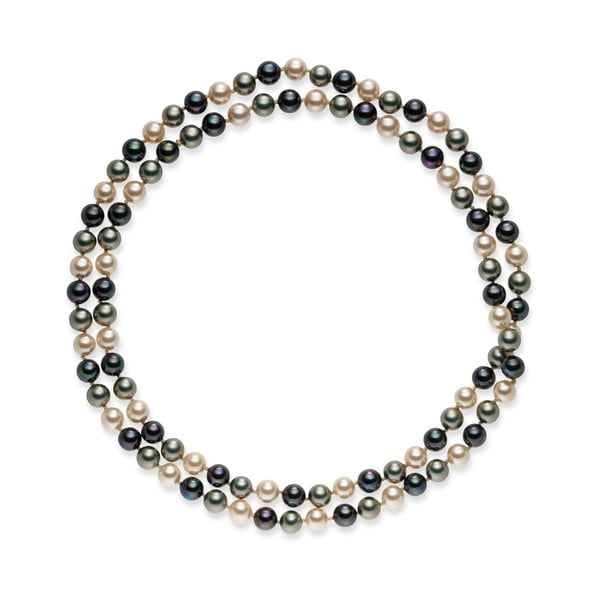 Szaro-biały naszyjnik z pereł Pearls of London Mystic, 90 cm