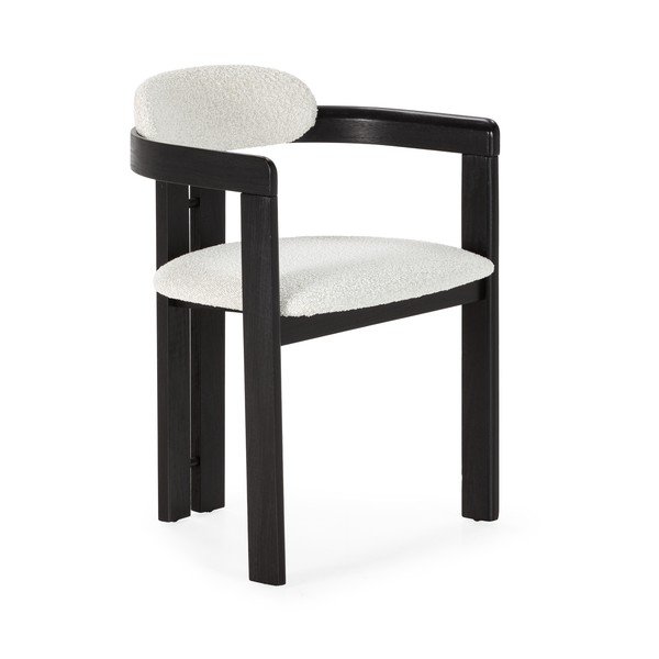 Białe/czarne tapicerowane fotele jadalniane zestaw z podłokietnikami 2 szt. Eiden – MOME