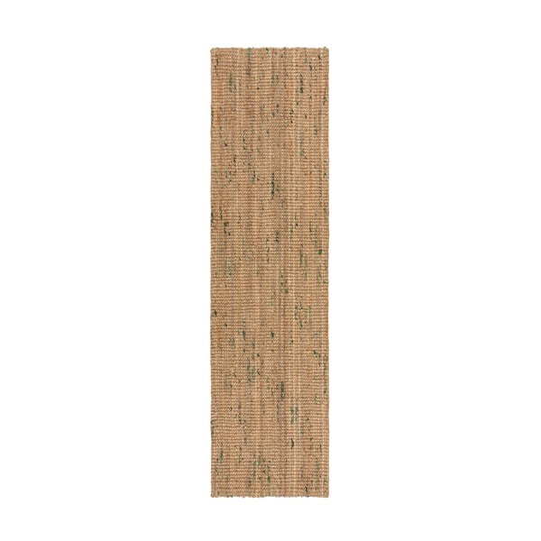 Zielono-naturalny dwustronny chodnik z juty tkany ręcznie 60x230 cm Jute Boucle Green – Flair Rugs