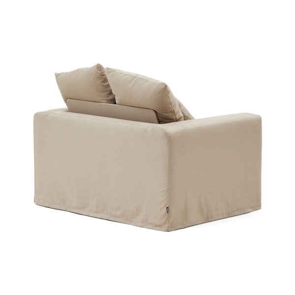 Beżowy lniany fotel Nora – Kave Home-image-3