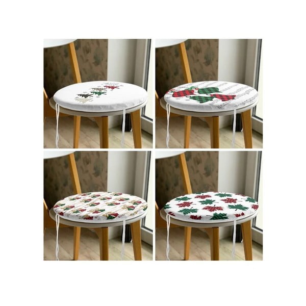 Poduszki na krzesła ze świątecznym motywem zestaw 4 szt. ø 40 cm Tartan – Mila Home-image-3