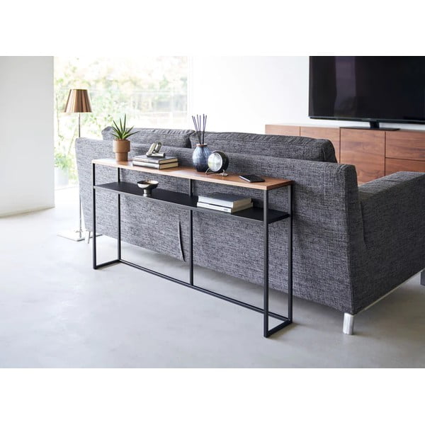Czarno-ciemnobrązowa konsola w dekorze jesionu 20,5x126 cm Tower – YAMAZAKI-image-1