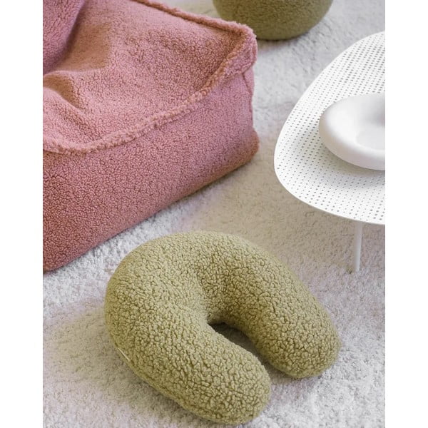 Zielona poduszka na sofę dziecięcą z materiału bouclé U – Wigiwama-image-3