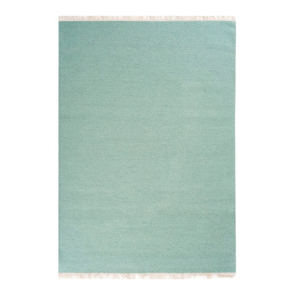 Turkusowy dywan wełniany ręcznie tkany Linie Design Solid, 160x230 cm
