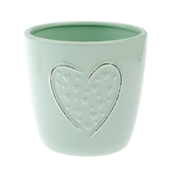 Zielona doniczka ceramiczna Dakls Heart, wys. 12 cm