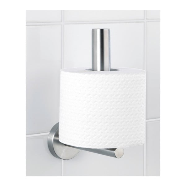Ścienny uchwyt na papier toaletowy ze stali nierdzewnej w kolorze matowego srebra Bosio – Wenko-image-1