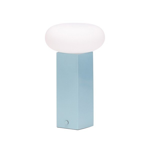 Niebieska metalowa lampa stołowa LED ze ściemniaczem ze szklanym kloszem (wysokość 20 cm) Low – Hübsch