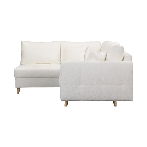 Biały narożnik z materiału bouclé (lewostronny) Ariella – Ropez-image-4