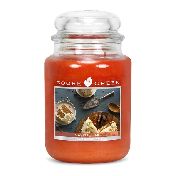 Świeczka zapachowa w szklanym pojemniku Goose Creek Ciasto marchewkowe, 150 godz. palenia
