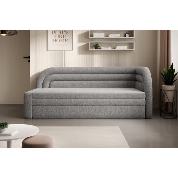 Szara rozkładana/ze schowkiem sofa z materiału bouclé prawostronna 223 cm Fabillo – ELTAP-image-1
