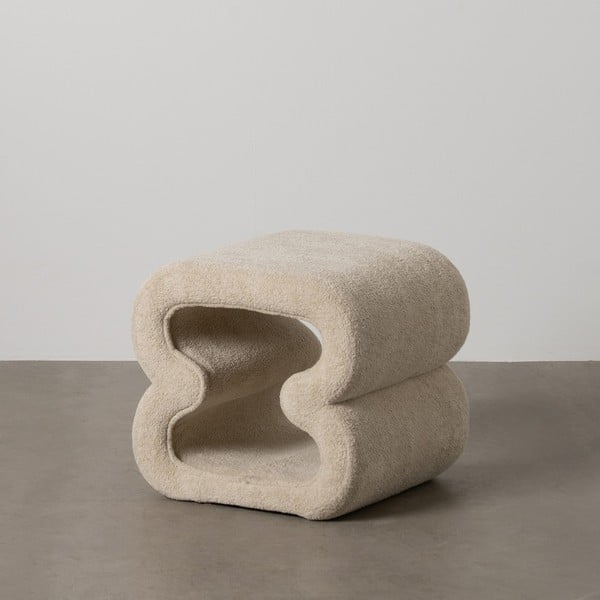 Beżowy puf z materiału bouclé – Ixia-image-1