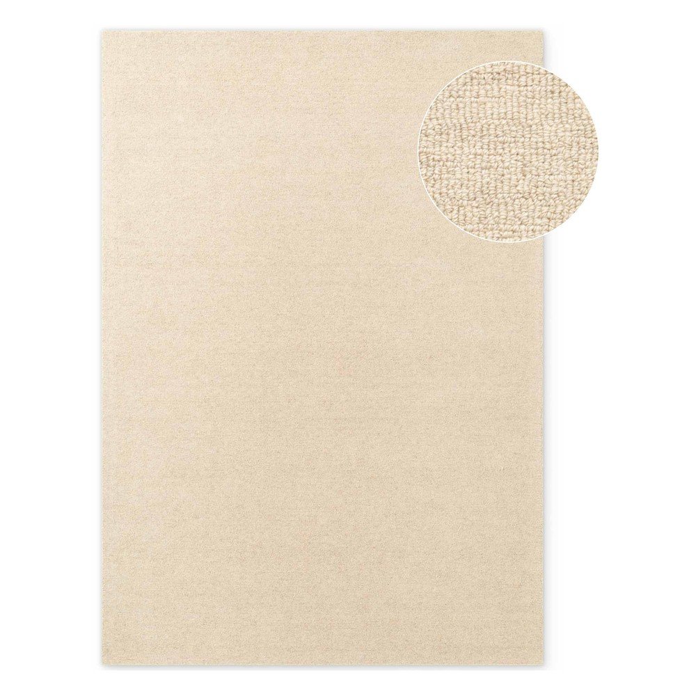 Beżowy wełniany dywan tkany ręcznie 140x200 cm Puristic Knots – Elle Decoration