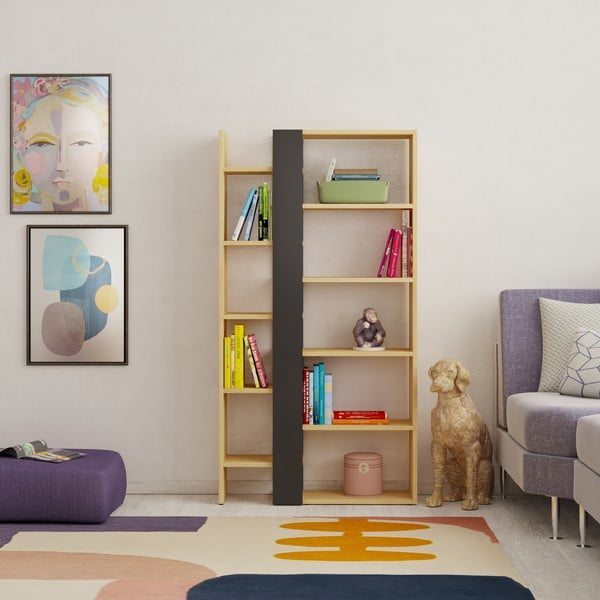 Czarny regał w dekorze dębu 80x152 cm Axel – Marckeric-image-4