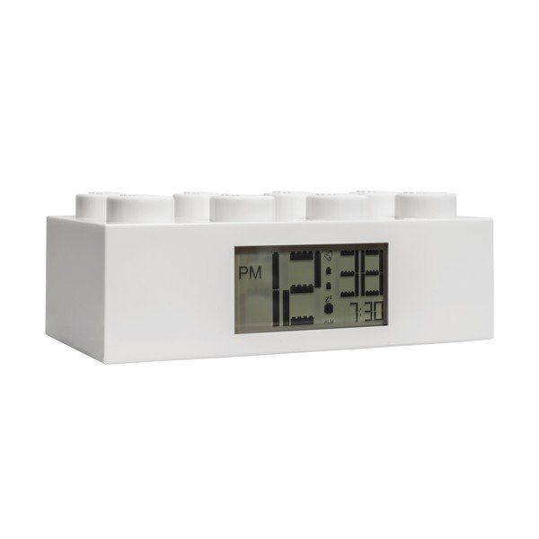 Biały zegar cyfrowy z budzikiem LEGO® Brick-image-3