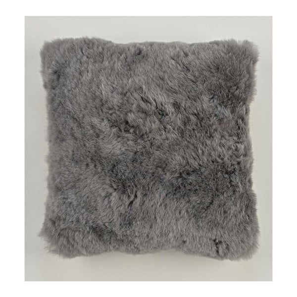 Dwustronna futrzana poduszka z krótkim włosem Grey, 50x50 cm