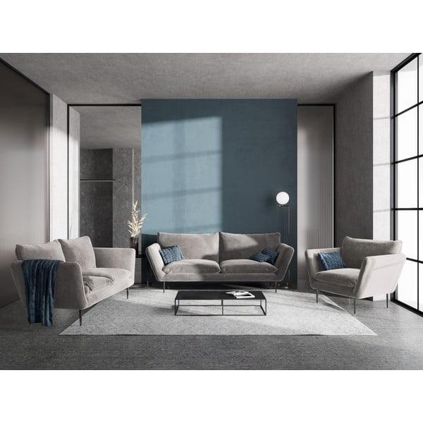 Beżowy aksamitny fotel Mazzini Sofas Acacia-image-1