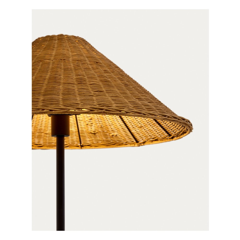 Czarno-naturalna lampa stojąca z rattanowym kloszem (wys. 154 cm) Urania – Kave Home (zdjęcie 3)