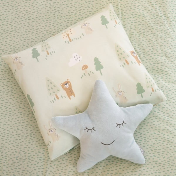 Jasnozielona bawełniana pościel dziecięca do łóżeczka 80x80 cm Woodland Buddies – Roba-image-4