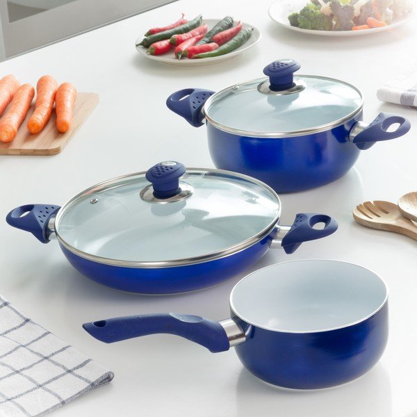 Niebieski komplet garnka, rondla i patelni InnovaGoods Chef-image-2