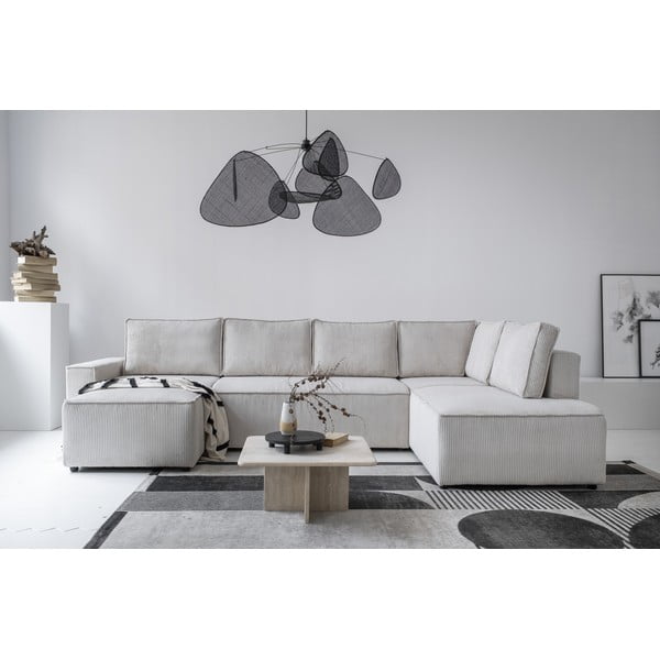 Biały sztruksowy rozkładany narożnik (prawostronny/w kształcie litery U) Brave Dave – Miuform-image-4