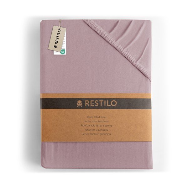 Szaroróżowe dżersejowe prześcieradło z gumką 90x200 cm Amber – Restilo-image-4