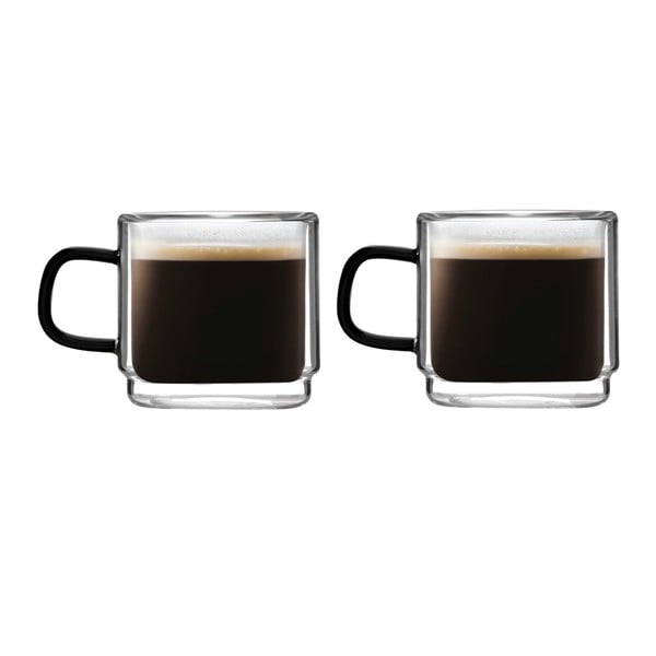 Szklane kubki zestaw 2 szt. na espresso 80 ml Carbon – Vialli Design
