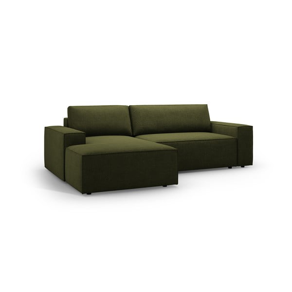 Ciemnozielony rozkładany narożnik z materiału bouclé (lewostronny) Jodie – Micadoni Home-image-2