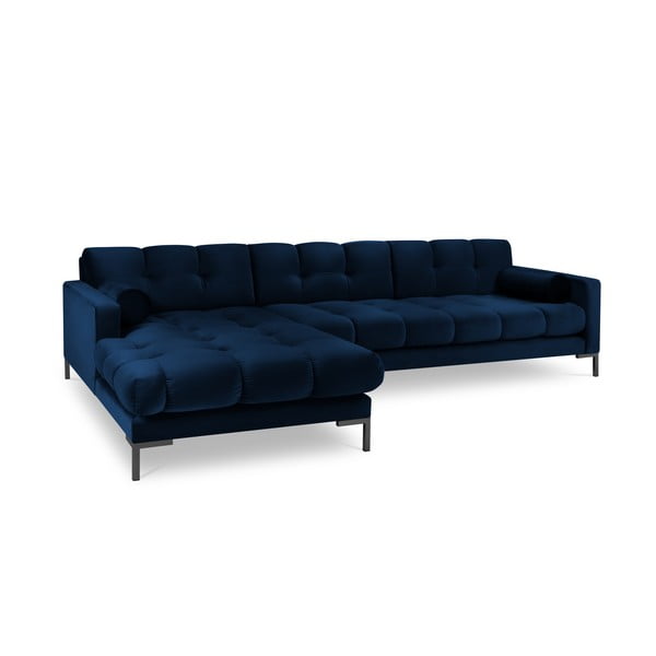 Ciemnoniebieski aksamitny narożnik Cosmopolitan Design Bali, lewostronny-image-2