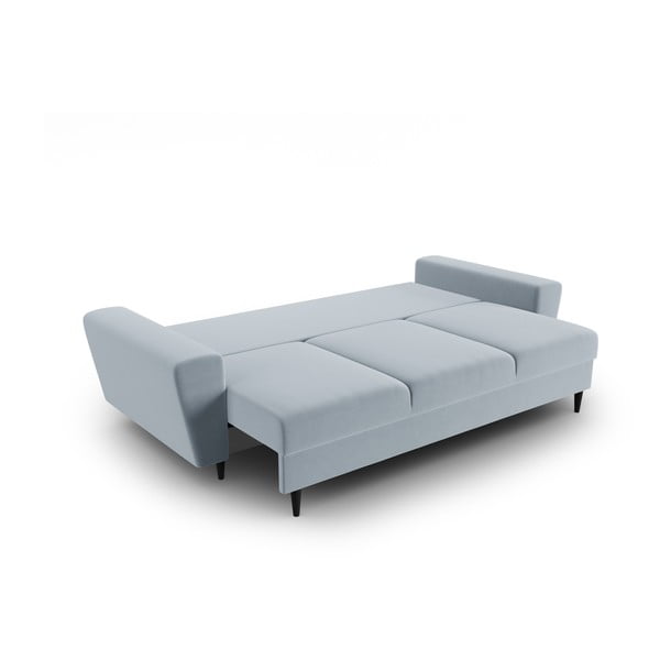 Jasnoniebieska aksamitna rozkładana sofa ze schowkiem 235 cm Kyoto – Cosmopolitan Design-image-2