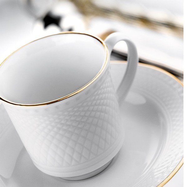 Zestaw 6 porcelanowych filiżanek ze spodkami Kutahya Gold Line, 80 ml-image-1