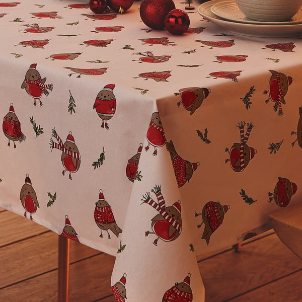 Bawełniany obrus ze świątecznym motywem 137x229 cm Christmas Robins – Catherine Lansfield