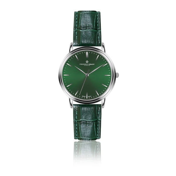 Zegarek męski z ciemnozielonym paskiem skórzanym Frederic Graff Silver Grunhorn Croco Dark Green