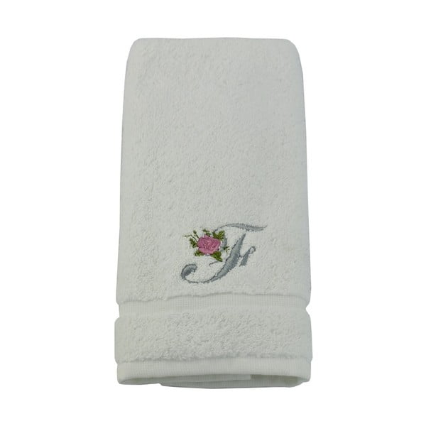 Ręcznik z inicjałem i różyczką F, 30x50 cm
