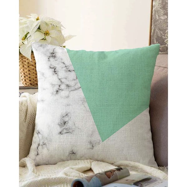 Zielono-szary poszewka na poduszkę z domieszką bawełny Minimalist Cushion Covers Marble, 55x55 cm