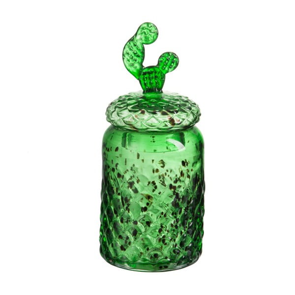 Zielony pojemnik szklany J-Line Cactus Conical, wys. 32 cm