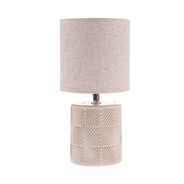Beżowa lampa stołowa ceramiczna z tekstylnym kloszem (wysokość 27 cm) Anita – Dakls