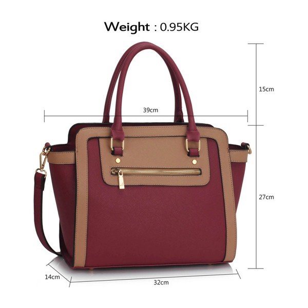 Torebka L&S Bella Burgundy & Nude-image-3