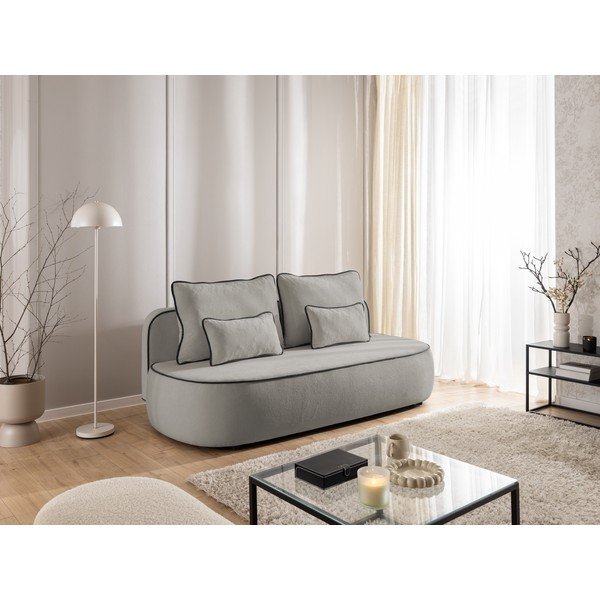 Czarna/szara aksamitna rozkładana/ze schowkiem sofa 210 cm Saga – Ropez-image-2