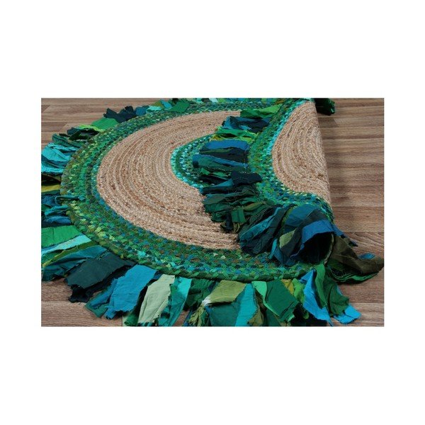 Okrągły dywan z juty i bawełny Eco Rugs Verde, Ø 120 cm-image-1
