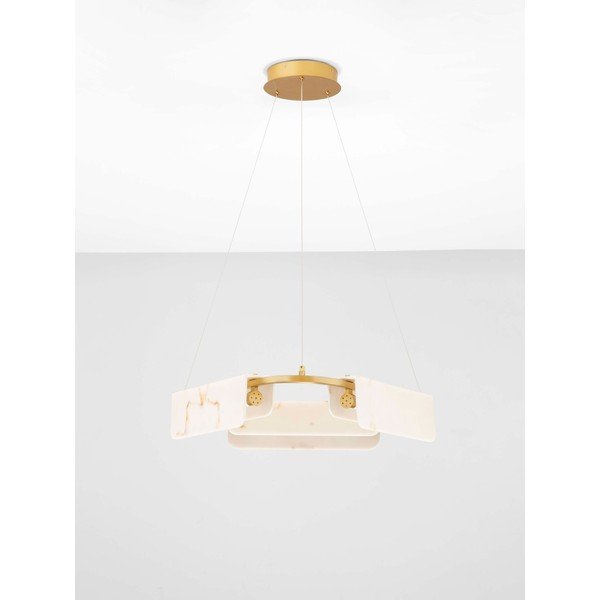 Kremowa/w kolorze mosiądzu lampa wisząca LED w dekorze marmuru ze ściemniaczem ø 63 cm Aider – Nova Luce-image-4
