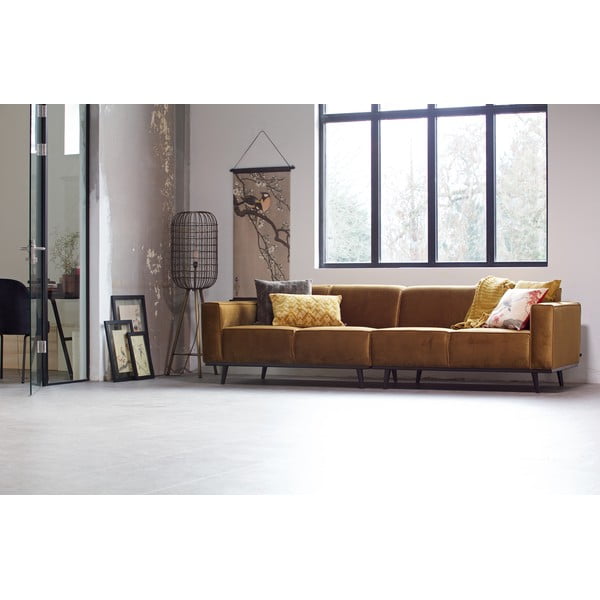 Żółta aksamitna sofa 280 cm Statement – WOOOD-image-4