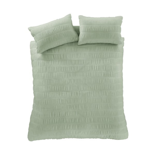 Jasnozielona pościel jednoosobowa z kory 135x200 cm Seersucker – Catherine Lansfield