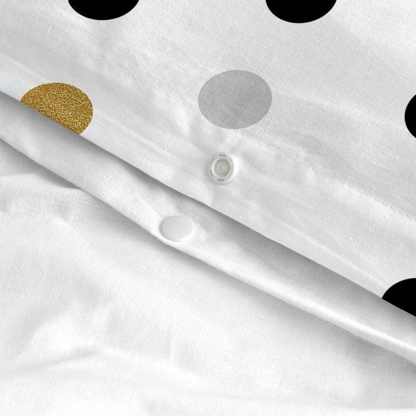 Biała bawełniana jednoosobowa poszwa na kołdrę 140x200 cm Golden dots – Blanc-image-4