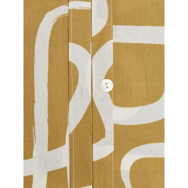 Żółto-biała pościel jednoosobowa z perkalu bawełnianego Westwing Collection Malu, 135x200 cm-image-4