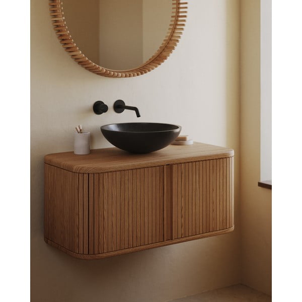 Wisząca szafka pod umywalkę w dekorze jesionu w naturalnym kolorze 90x40 cm Mailen – Kave Home-image-1