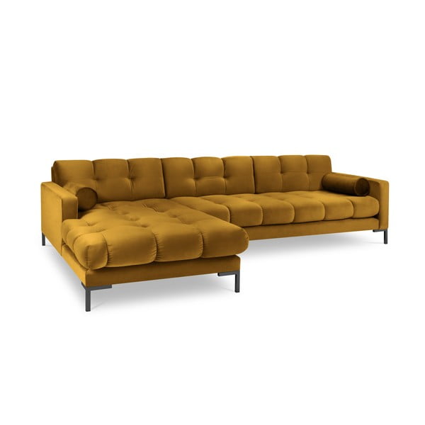 Żółty aksamitny narożnik Cosmopolitan Design Bali, lewostronny-image-2