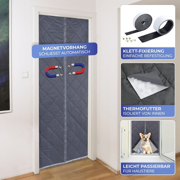 Zasłona termiczna na drzwi w szaro-srebrnym kolorze 90x200 cm – Maximex-image-3