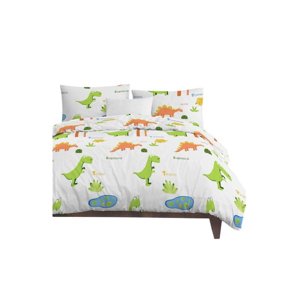 Biała pościel dziecięca jednoosobowa 140x200 cm Dinolar – Mijolnir