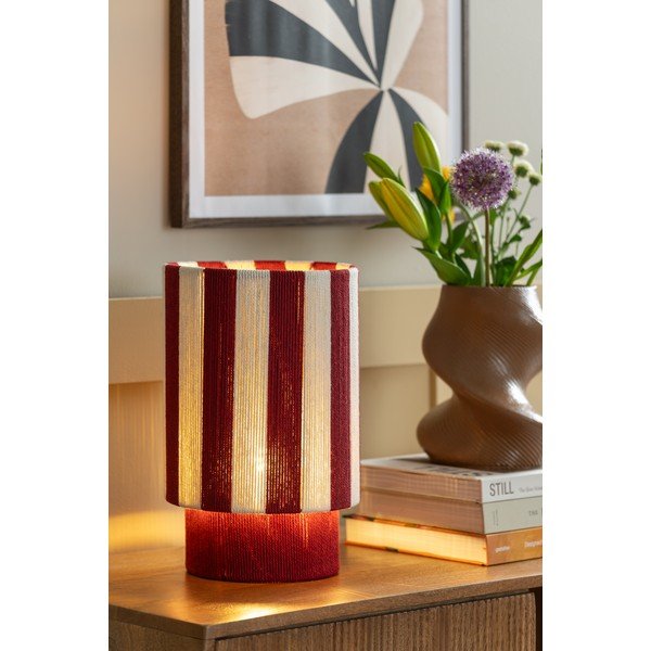 Czerwona/biała lampa stołowa z liny (wysokość 35 cm) Vienna Stripes – Leitmotiv-image-1