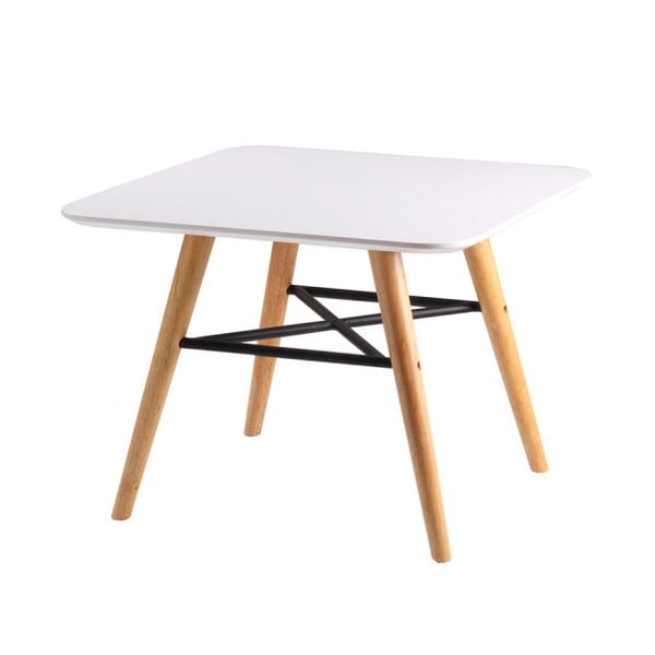 Biały stolik z nogami w dekorze jasnego drewna sømcasa Andy